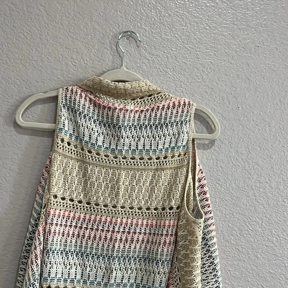 Maurices Cardigan Vest Womens L/XL MED Sweater Multicolor Striped  TC0813